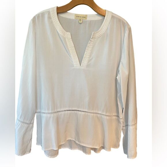 Cloth & Stone Sz M White BOHO Cotton Flowy Relaxed Music Festival Hippie Top - Picture 1 of 7